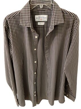 MIZZEN+MAIN Leeward Collection Trim Fit Red Blue Green Plaid Long Sleeve Shirt L